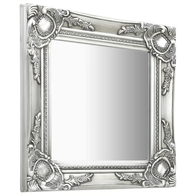 vidaXL Sieninis veidrodis, sidabrinis, 40x40cm, barokinis stilius
