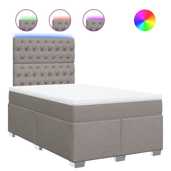 vidaXL Lova su spyruoklėmis ir čiužiniu, taupe, 120x200 cm, audinys