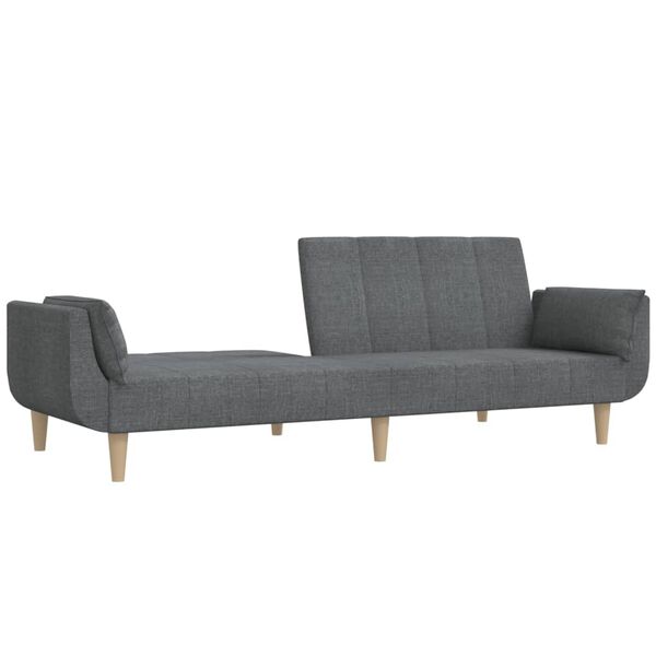 vidaXL Dvivietė sofa-lova su dvejomis pagalvėmis, pilka, audinys