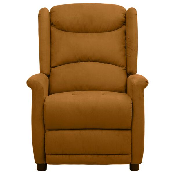 vidaXL Masažinis krėslas, rudos spalvos, mikropluo&scaron;to audinys