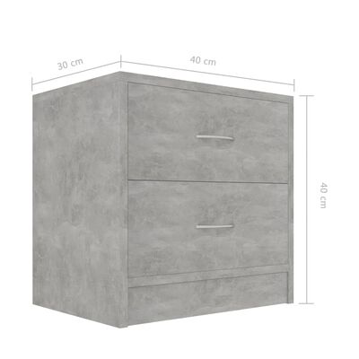 vidaXL Naktinė spintelė, betono pilkos spalvos, 40x30x40cm, MDP