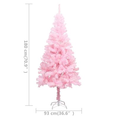 vidaXL Dirbtinė Kalėdų eglutė su žaisliukais, rožinė, 180cm, PVC
