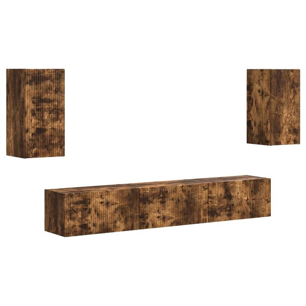 vidaXL TV spintelių komplektas 5 pcs Rūkyta ąžuolas Apdirbta mediena