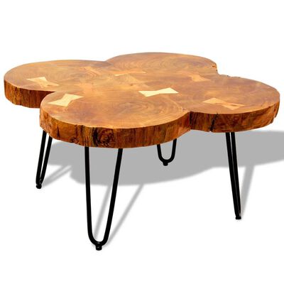 vidaXL Kavos staliukas, 35 cm, 4 kamienai, masyvi akacijos mediena