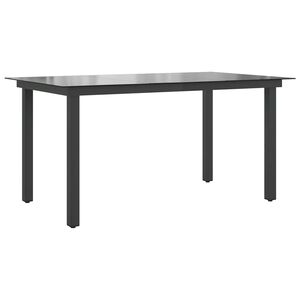 vidaXL Sodo stalas, juodas, 150x90x74cm, aliuminis ir stiklas