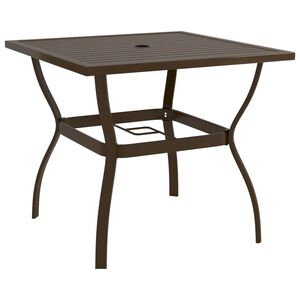vidaXL Sodo stalas, rudos spalvos, 81,5x81,5x72cm, plienas