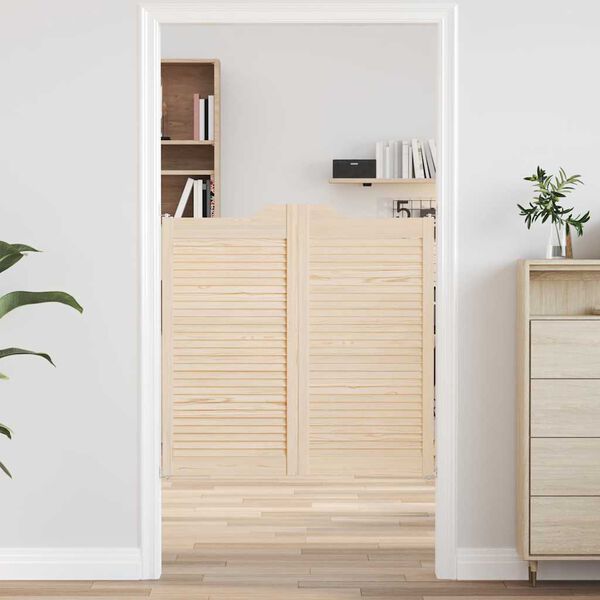 vidaXL varstomos durys su žaliuzėmis, 2 poros 100x100 cm pu&scaron;ies masyvo