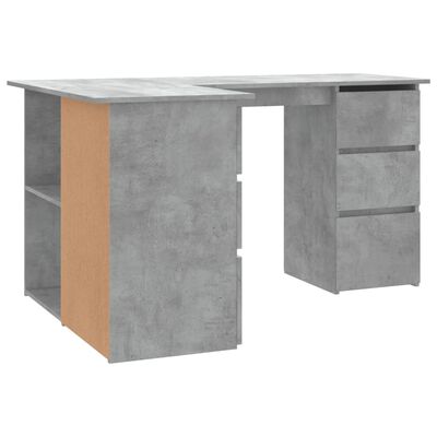 vidaXL Kampinis rašomasis stalas, betono, 145x100x76cm, mediena
