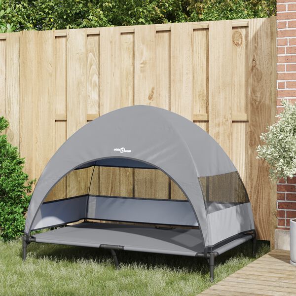 vidaXL Pakeltas šuns lova Šviesiai pilka 127 x 81 x 108 cm