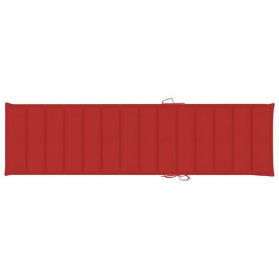 vidaXL Saulės gultai su raudonais čiužinukais, 2vnt., tikmedis