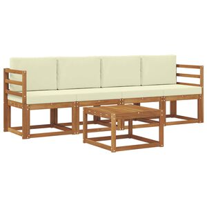 vidaXL Lauko sofos komplektas su pagalve 5 pcs Natūralus ir grietinėlė