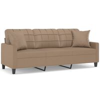 vidaXL Trivietė sofa su pagalvėlėmis, kapučino, 180cm, dirbtinė oda