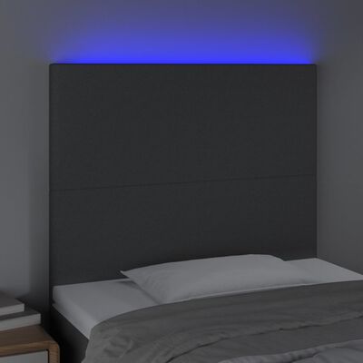 vidaXL Galvūgalis su LED, tamsiai pilkas, 80x5x118/128cm, audinys