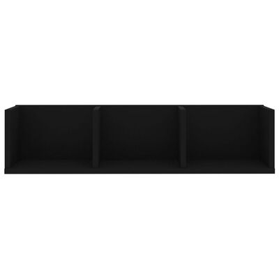 vidaXL Sieninė lentyna kompaktiniams diskams, juoda, 75x18x18cm, MDP