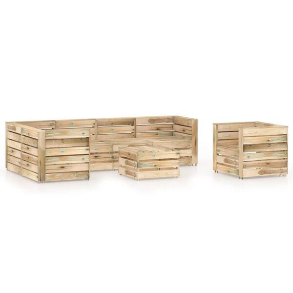 vidaXL Sodo poilsio komplektas, 7 dalių, žaliai impregnuota pu&scaron;is