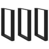 vidaXL Valgomojo stalo kojelės, 3 vnt., juodos, 70x(72-73) cm, plienas, U formos