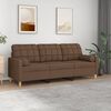 vidaXL Trivietė sofa su pagalvėlėmis, rudos spalvos, 180cm, audinys