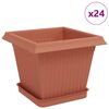 vidaXL Augalų vazonai 24 pcs Raudona plyta 20 x 20 x 16 cm Plastmasė