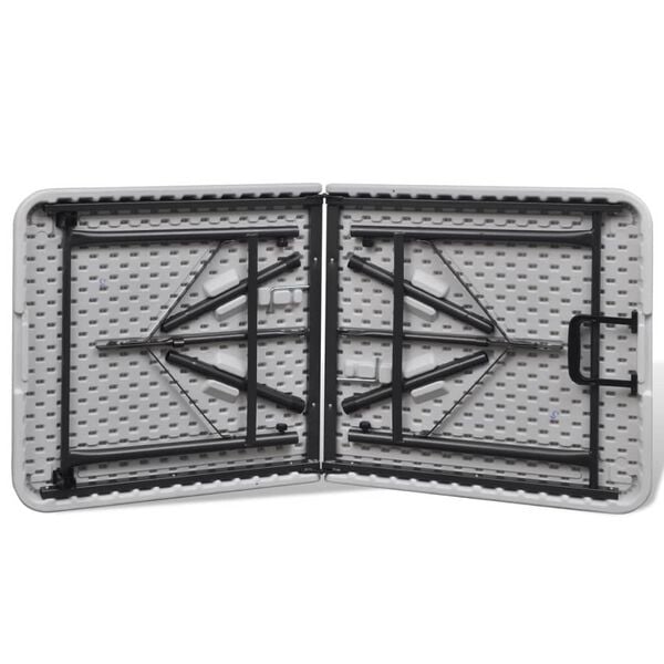 vidaXL Sulankstomas sodo stalas, baltos spalvos, 122cm, HDPE