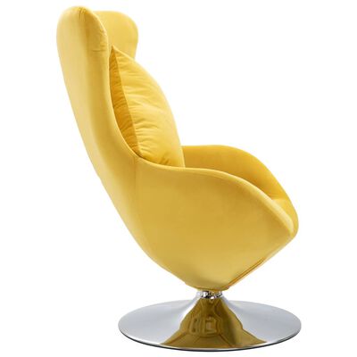 vidaXL Kėdė su pagalvėle, geltona, aksomas, kiauš. formos, pasuk.