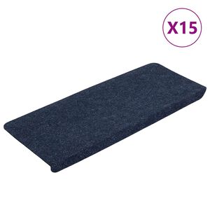 vidaXL Lipnūs laiptų kilimėliai, 15vnt., mėlynos spalvos 65x24,5x3,5cm
