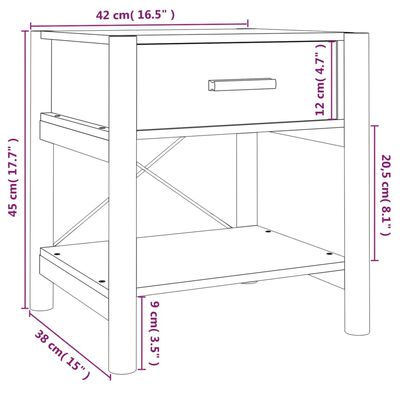 vidaXL Naktinis staliukas, baltas, 42x38x45cm, apdirbta mediena