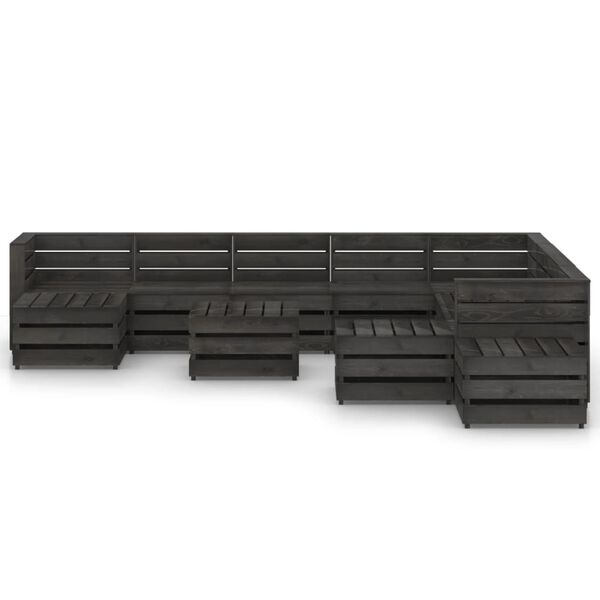 vidaXL Sodo poilsio komplektas, 12 dalių, pilkai impregnuota pu&scaron;is