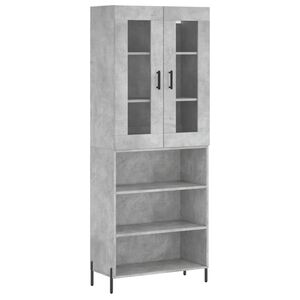 vidaXL Komoda, betono pilkos spalvos, 69,5x34x180cm, apdirbta mediena