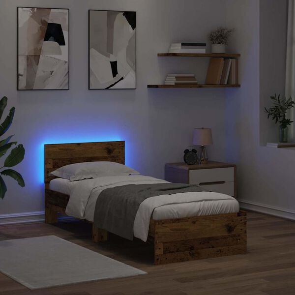 vidaXL Lovos rėmas Senovinis medis 75 x 190 cm Apdirbta mediena