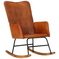 vidaXL Supama kėdė, gelsvai rudos spalvos, tikra oda