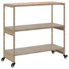 vidaXL Baro vežimėlis, 3 aukštų, smėlio, poliratanas ir akacija