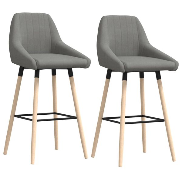 vidaXL Baro taburetės, 2vnt., &scaron;viesiai pilkos spalvos, audinys