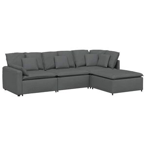 vidaXL Modulinė sofa su pakoja ir pagalvėlėmis, audinys, tamsiai pilka