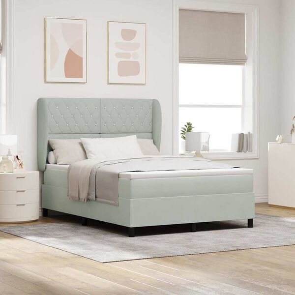 vidaXL Kiemas lova su čiužiniu &Scaron;viesiai pilka 200 x 140 cm Poliesteris