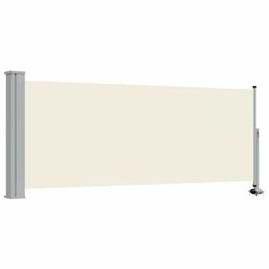 vidaXL I&scaron;traukiama &scaron;oninė kiemo pertvara, kreminės spalvos, 100x300cm