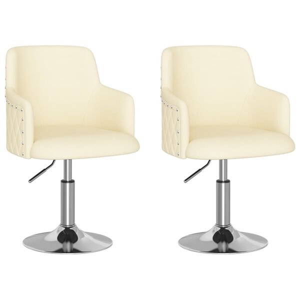vidaXL Valgomojo kėdės, 2vnt., kreminės spalvos, audinys