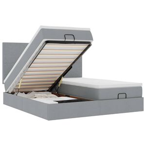 vidaXL Osmanų lovos rėmas su čiužiniais, pilkas, 160x200cm, audinys