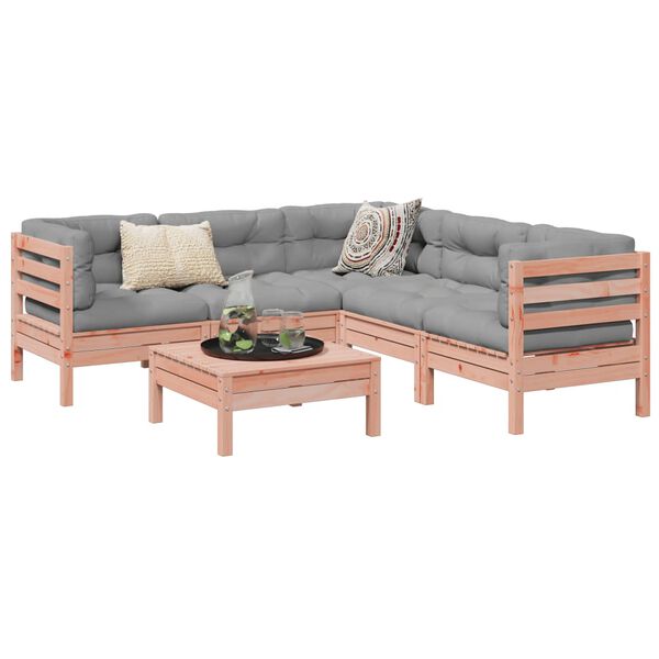 vidaXL Sodo komplektas su pagalvėlėmis, 6 dalių, douglas eglės masyvas