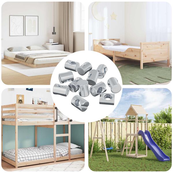 vidaXL Cilindrinės veržlės 3462 pcs Sidabro M6 x 13 mm Metalas