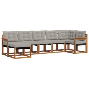 vidaXL Lauko sofos komplektas 7 pcs Natūrali ir &scaron;viesiai pilka