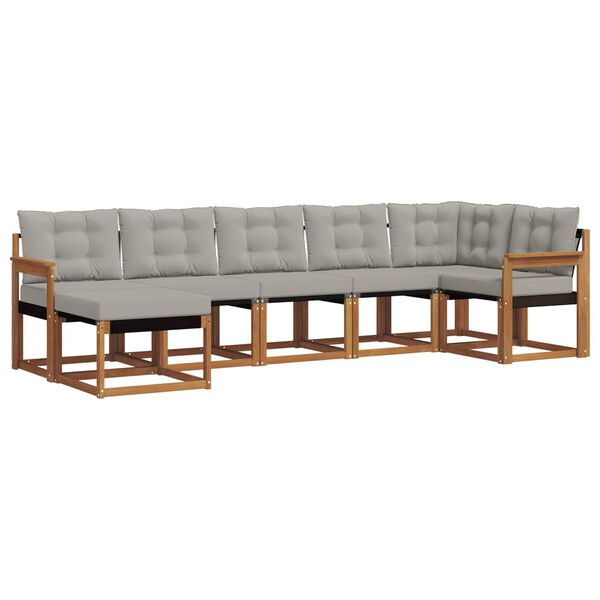 vidaXL Lauko sofos komplektas 7 pcs Natūrali ir &scaron;viesiai pilka