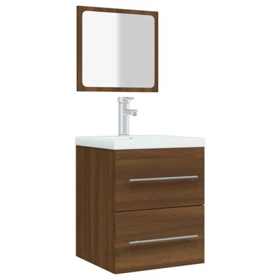 vidaXL Vonios spintelė su veidrodžiu, ruda ąžuolo, 41x38,5x48cm