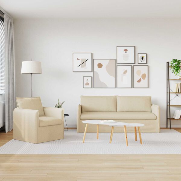 vidaXL Sofa 2 pcs Kreminė 196 x 82 x 85 cm audinys