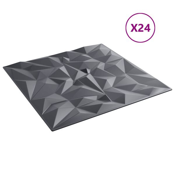 vidaXL Sienų plok&scaron;tės 24 pcs Amethyst Pilkas 50 x 50 cm XPS Putplastis