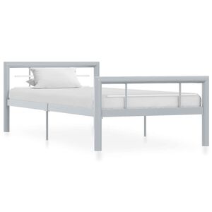 vidaXL Lovos rėmas, pilkos ir baltos spalvos, 100x200cm, metalas