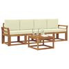 vidaXL Lauko sofos komplektas su pagalve 5 pcs Natūralus ir grietinėlė
