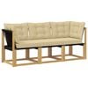 vidaXL 3 vnt. Lauko vidurinė ir kampinė sofa Balta