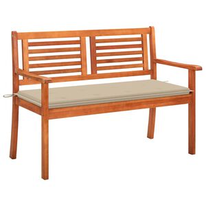 vidaXL Dvivietis sodo suoliukas su pagalvėle, 120cm, eukalipto masyvas