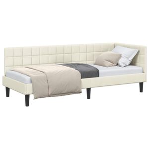 vidaXL Kampinė lovos konstrukcija Kreminė 80 cm x 200 cm Aksomas