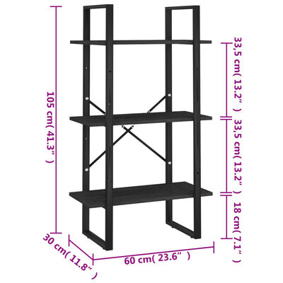 vidaXL Sandėliavimo lentyna, juoda, 60x30x105cm, pušies masyvas